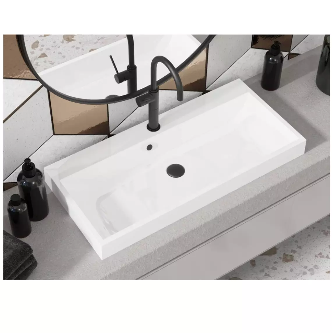 Умывальник накладной, врезной Miraggio Varna 900, 41,7х89,7, белый глянцевый (0000260) - Фото 3