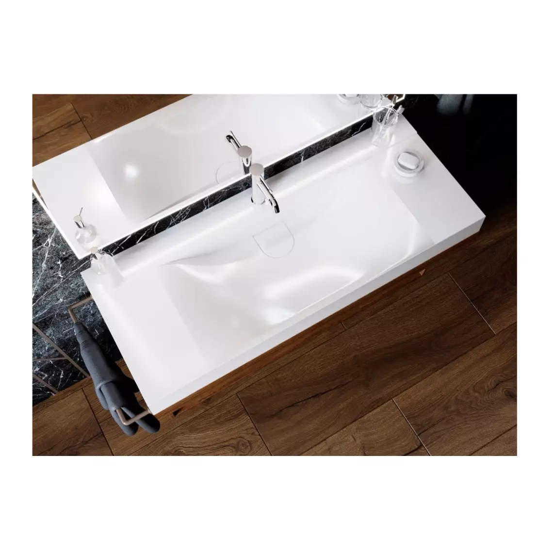 Умивальник накладний Miraggio Fly 1200 без отвору під змішувач, бiлий (0000669) - Фото 3