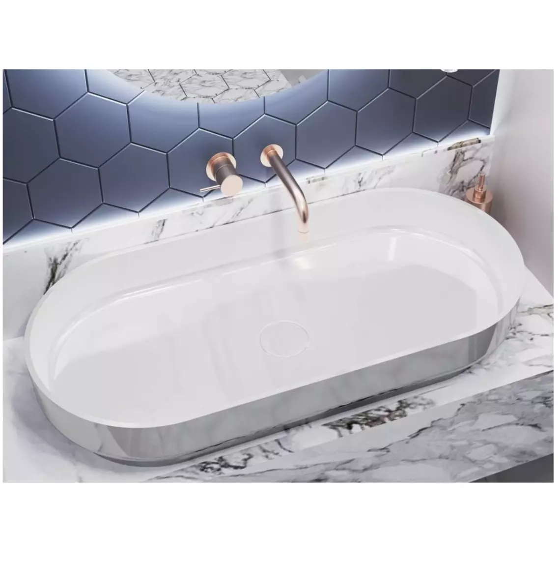 Умивальник накладний Miraggio Marta 900, овальний, 42х90, білий глянсовий (0000692) - Фото 3