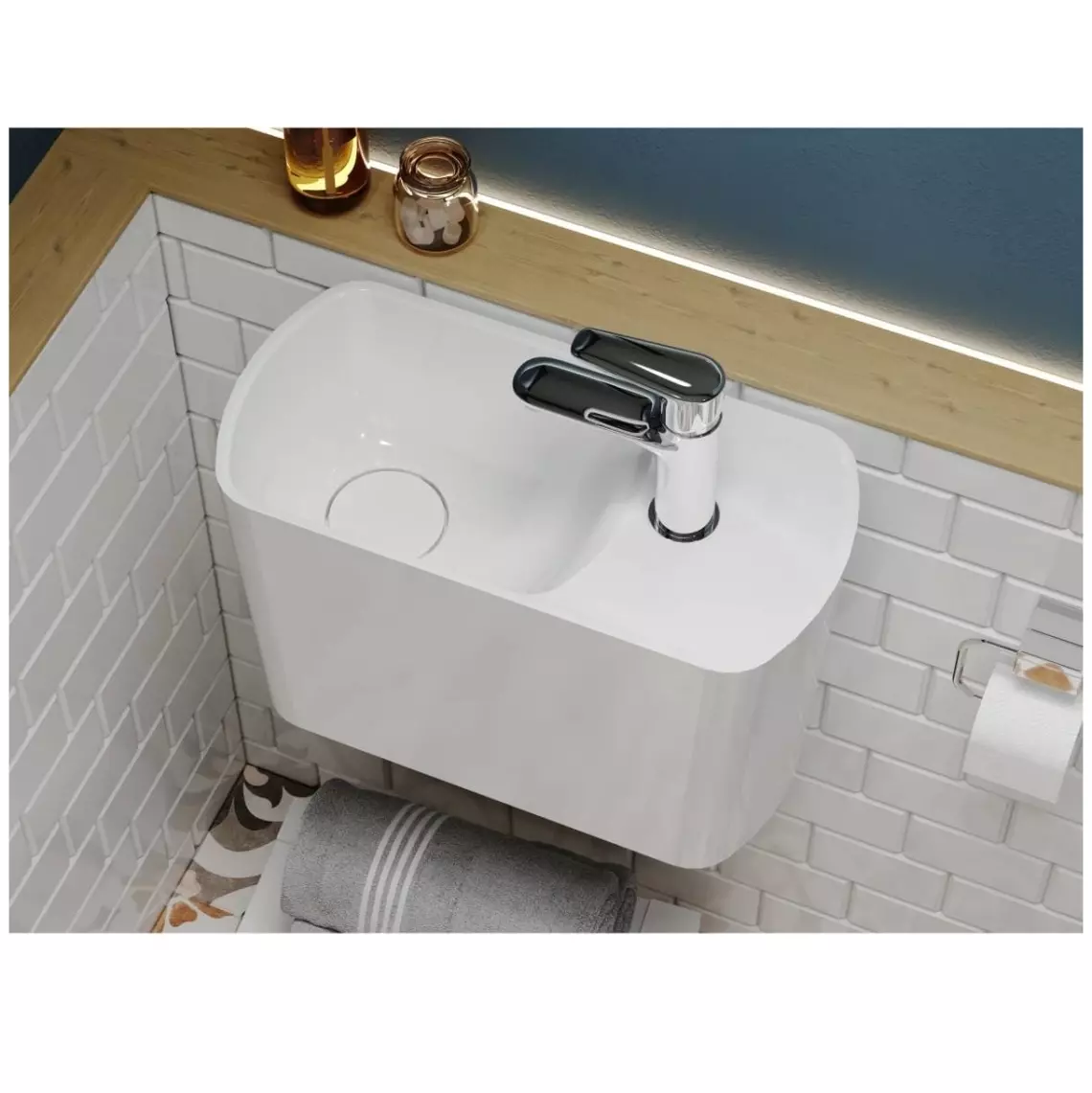 Умивальник підвісний Miraggio Helix L, 45х22, білий глянсовий (0001606) - Фото 3