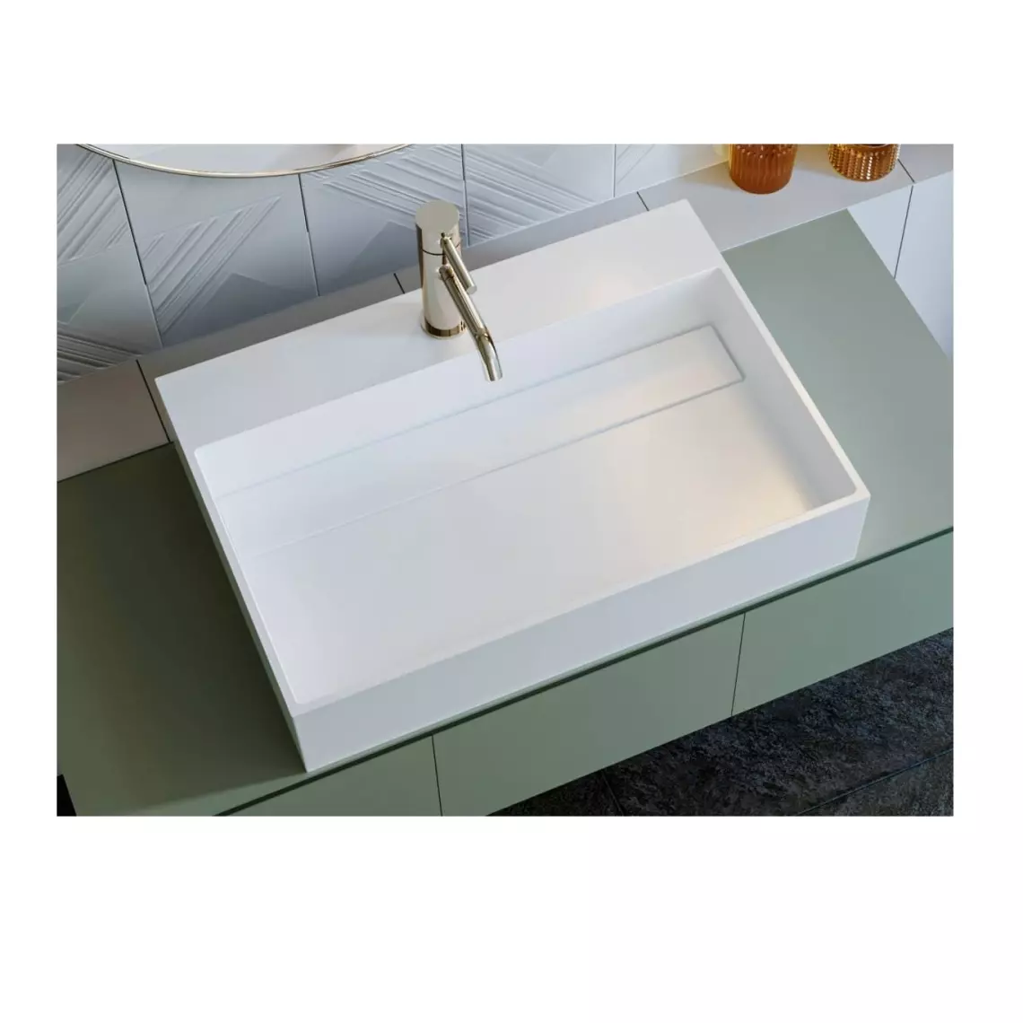 Умывальник подвесной Miraggio Island 600, 42х60, белый глянцевый (0001761) - Фото 3
