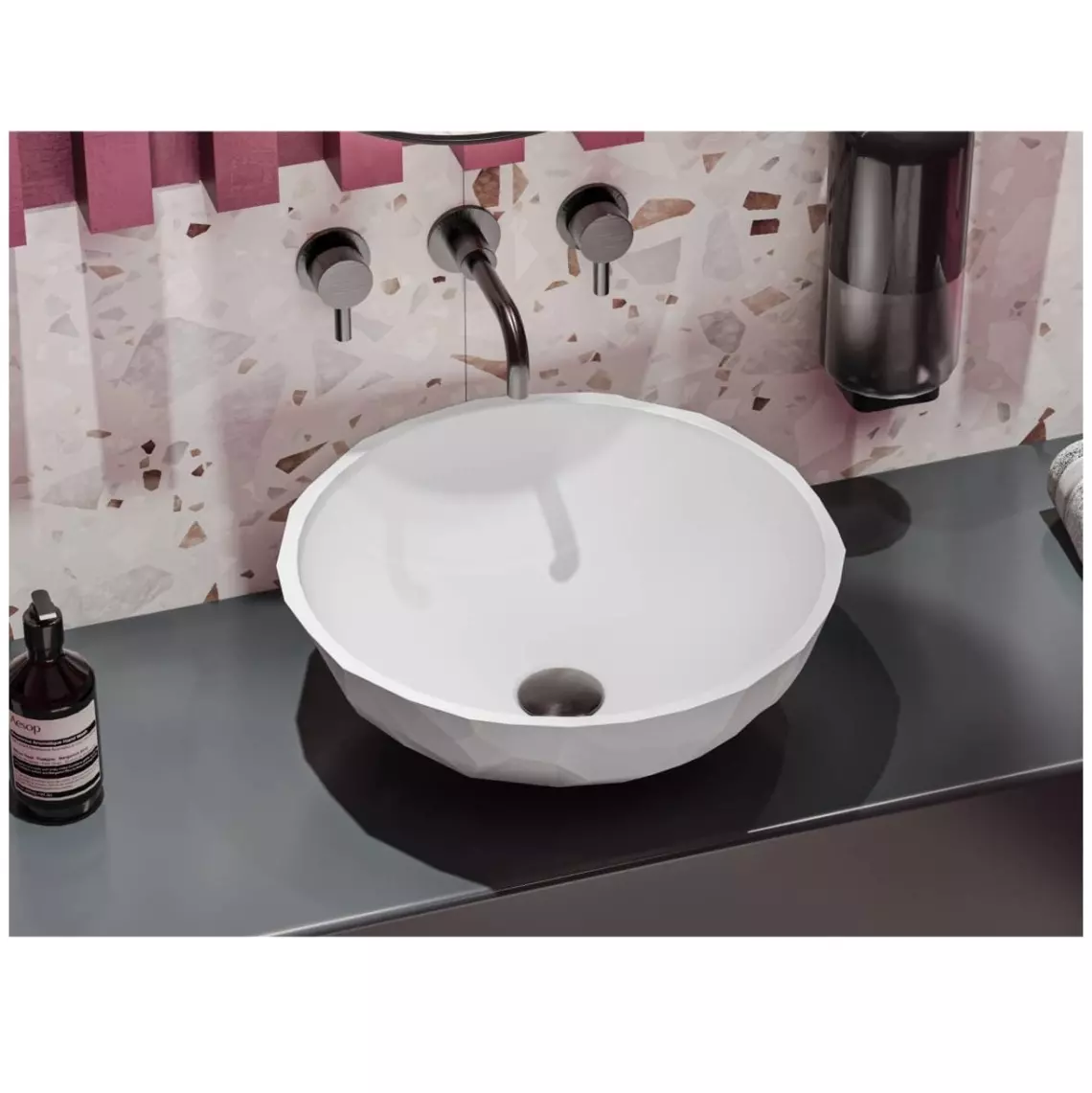 Умывальник накладной Miraggio Sapfire, 42,5х42,5, круглый, белый глянцевый (0002254) - Фото 3