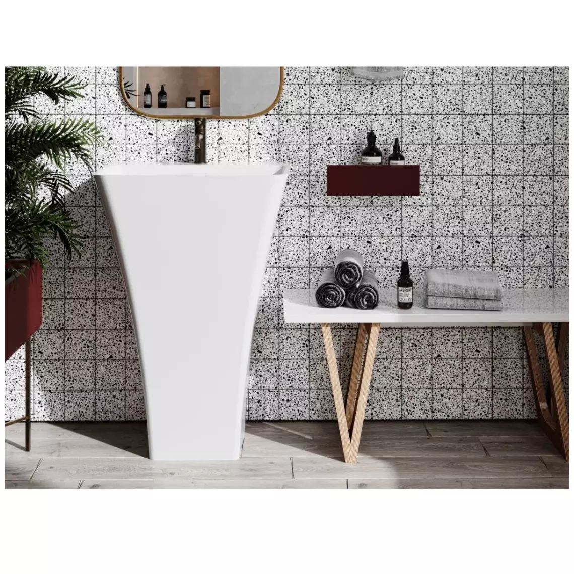 Умивальник для підлоги, пристінний Miraggio Sun, 45х60, білий глянсовий (0002390) - Фото 3