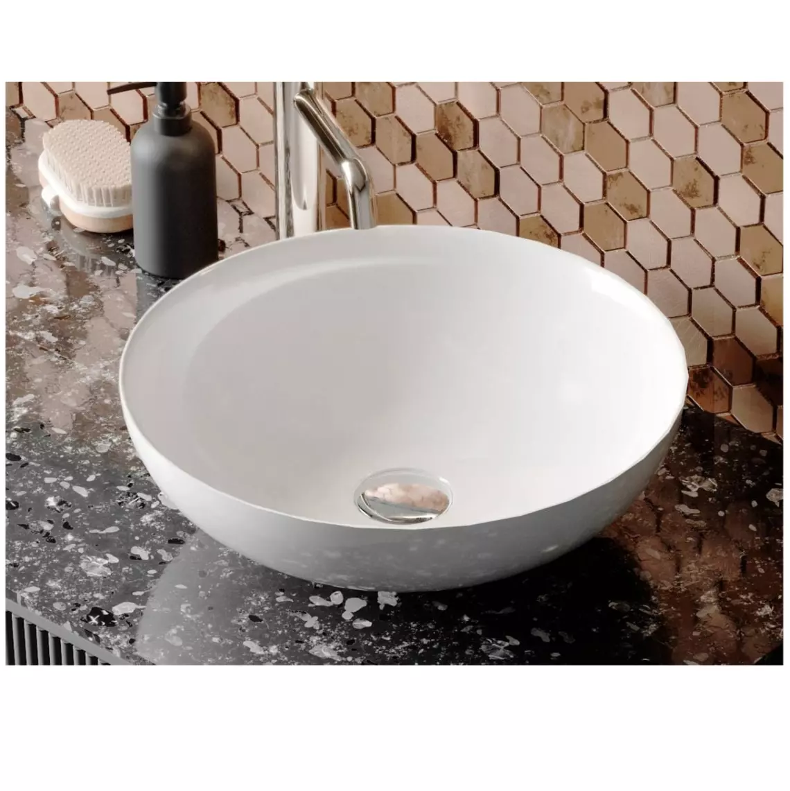 Умивальник накладний Miraggio Tobi, 40х40 круглий, білий глянсовий (0002699) - Фото 3