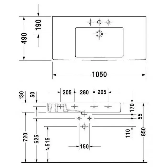 Раковина накладная Duravit Vero 1050х490, белый (0329100000) - Фото 4