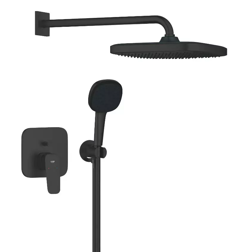Душева система Grohe Cubeo, прихованого монтажу з Tempesta 250, без вбудованої частини Smart Box, чорний матовий (1053362430) - Фото 1