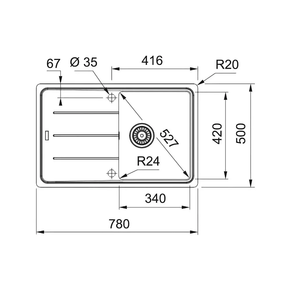 Кухонная мойка Franke Basis BFG 611-78, накладная, оборотная, вентиль, сифон, 78x50, гранит белый (114.0258.042) - Фото 2