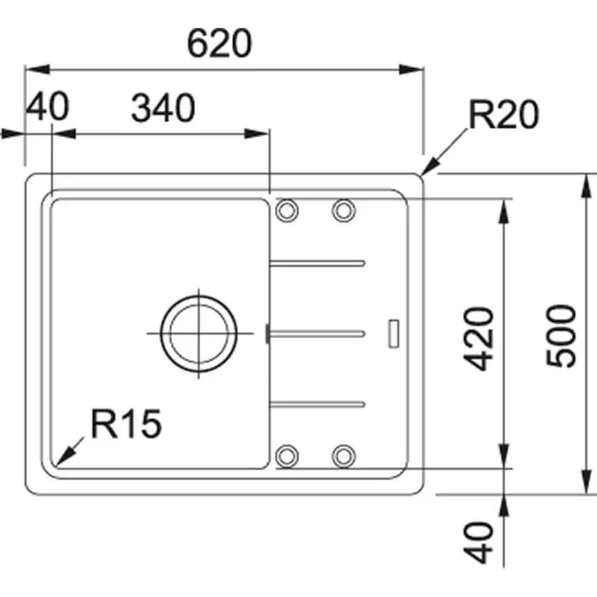 Кухонная мойка Franke Basis BFG 611-62, накладная, оборотная, вентиль, сифон, 62x50, гранит бежевый (114.0272.595) - Фото 2
