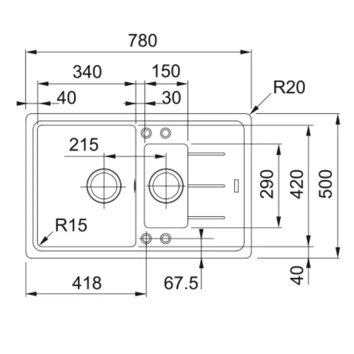 Кухонная мойка Franke Basis BFG 651-78, накладная, оборотная, 2 чаши, вентиль, сифон, 78x50, гранит белый (114.0272.602) - Фото 2