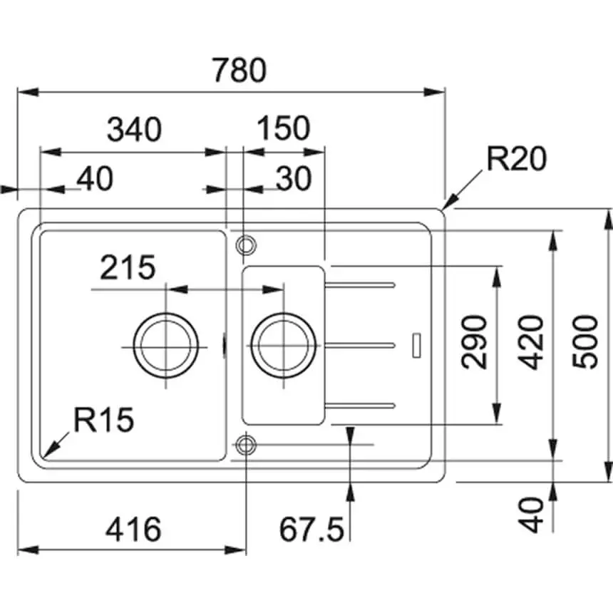 Кухонна мийка Franke Basis BFG 651-78, накладна, оборотна, 2 чаші, вентиль, сифон, 78x50, граніт бежевий (114.0272.633) - Фото 2