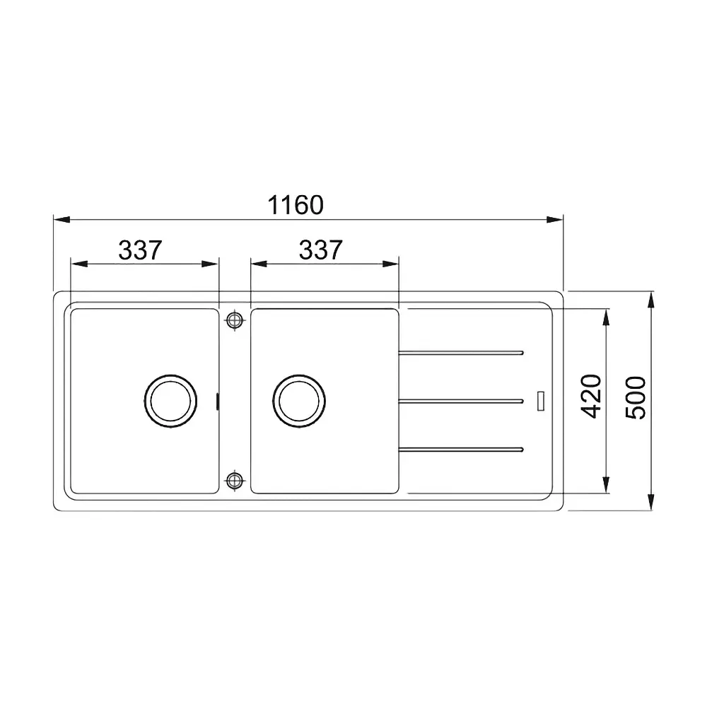 Кухонна мийка Franke Basis BFG 621, накладна, 2 чаші, оборотна, вентиль, сифон, 116x50, граніт цукру (114.0676.259) - Фото 2