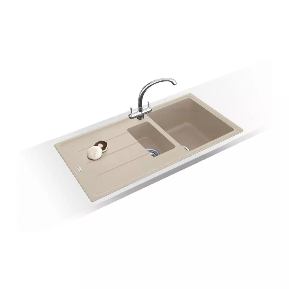 Кухонна мийка Franke Basis BFG 651, накладна, 2 чаші, оборотна, вентиль, сифон, 97x50, граніт сахара (114.0676.271) - Фото 2