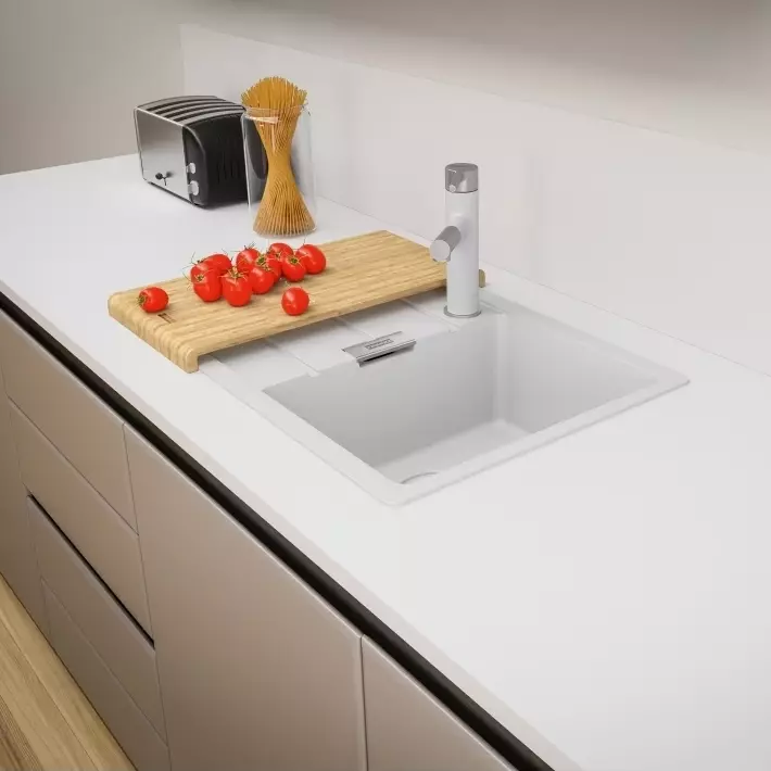 Кухонна мийка Franke Centro CNG 611-78, накладна, оборотна, 78x50, граніт білий (114.0701.811) - Фото 2