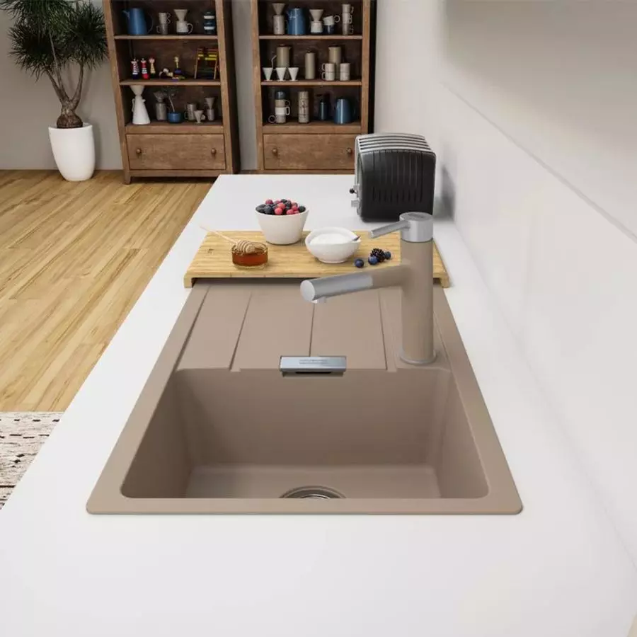 Кухонна мийка Franke Centro CNG 611-78, накладна, оборотна, 78x50, граніт бежевий (114.0701.812) - Фото 2