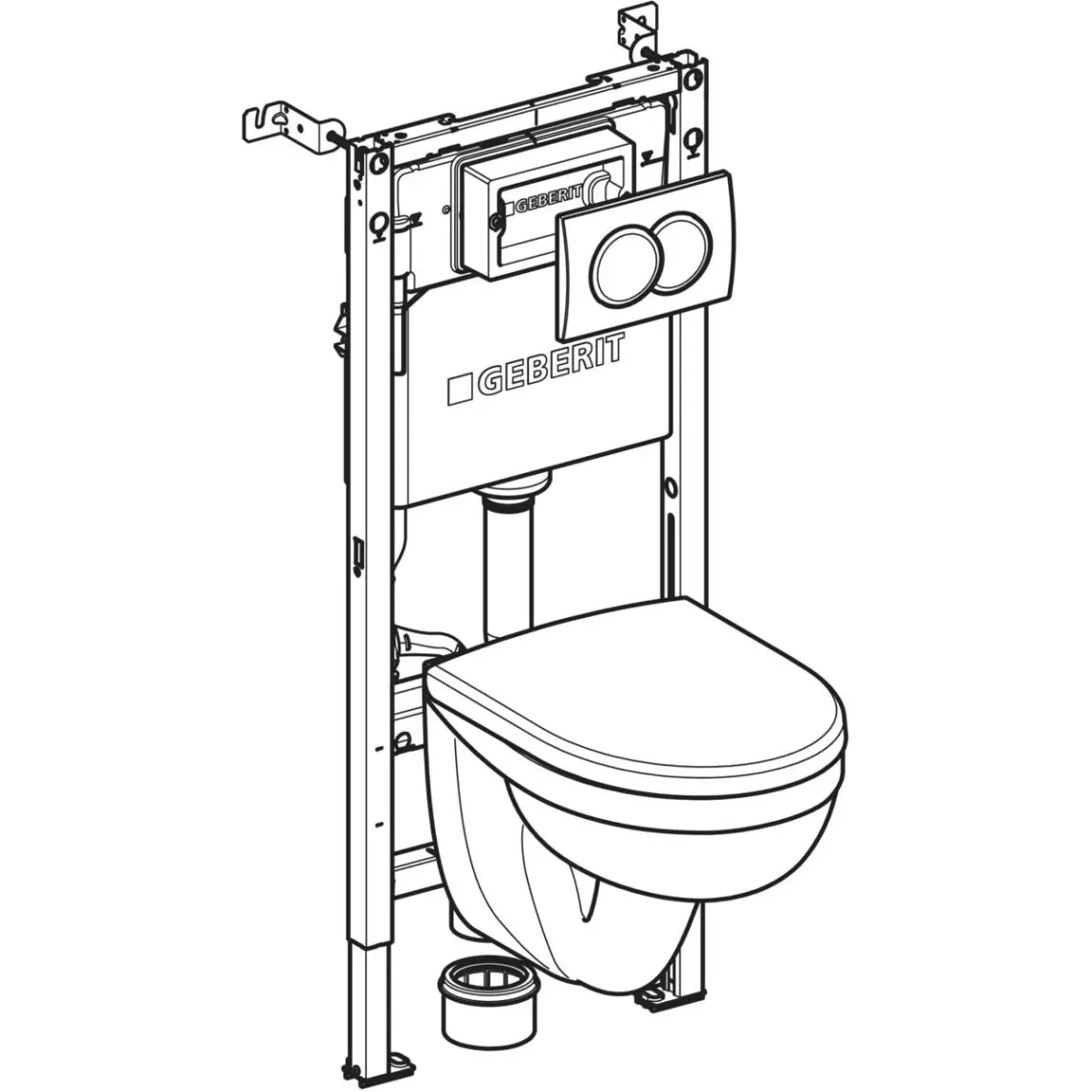 Комплект інсталяції Geberit Duofix PRO 20 з білою клавішою Delta 12 + унітаз із сидінням Kolo (118.315.11.2) - Фото 2