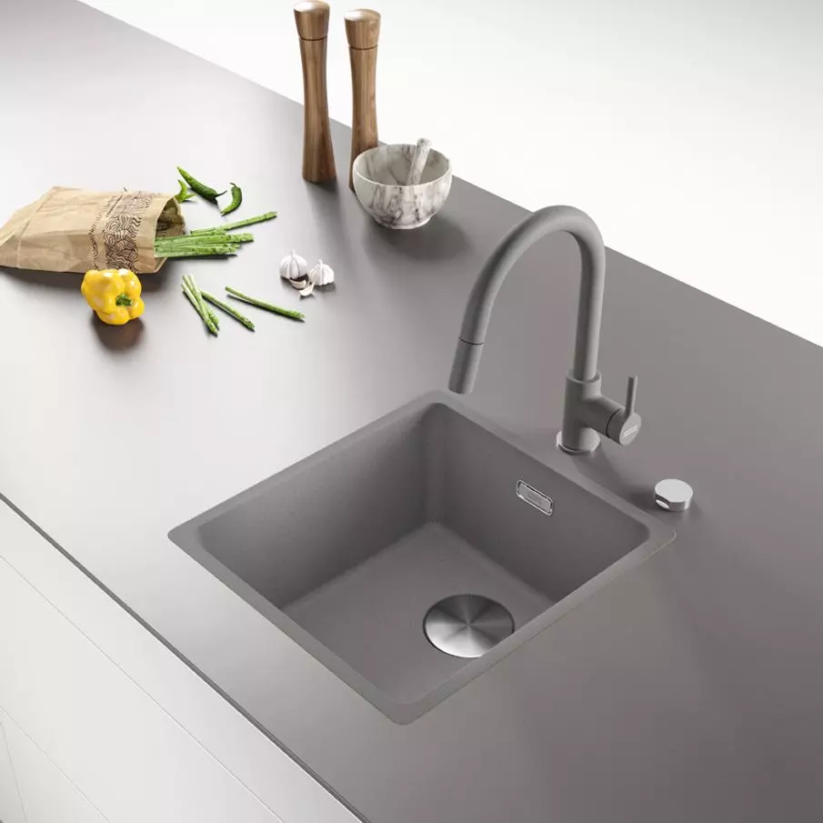 Кухонна мийка Franke Maris MRG 110-37, під стільницю, 40.3x43.3, граніт чорний матовий (125.0701.774) - Фото 2