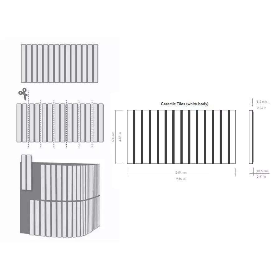 Плитка WOW Design, DNA Flash Bars Graphite Gloss 12.5х25 см, 10.5 мм (133477) - Фото 3