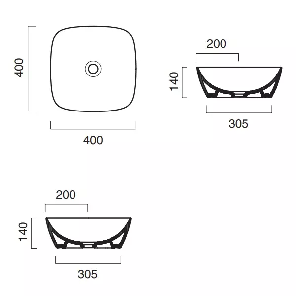 Настільний умивальник Catalano Green Lux 40х40 см, білий (140APGRLX00) - Фото 2