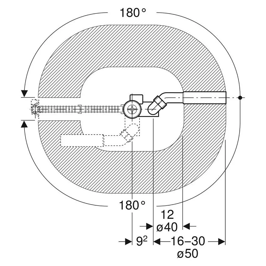 Злив-перелив для ванни Geberit з поворотним механізмом d52, довжина 73 см, глянсовий хром, d=40/50 мм (150.525.21.6) - Фото 3