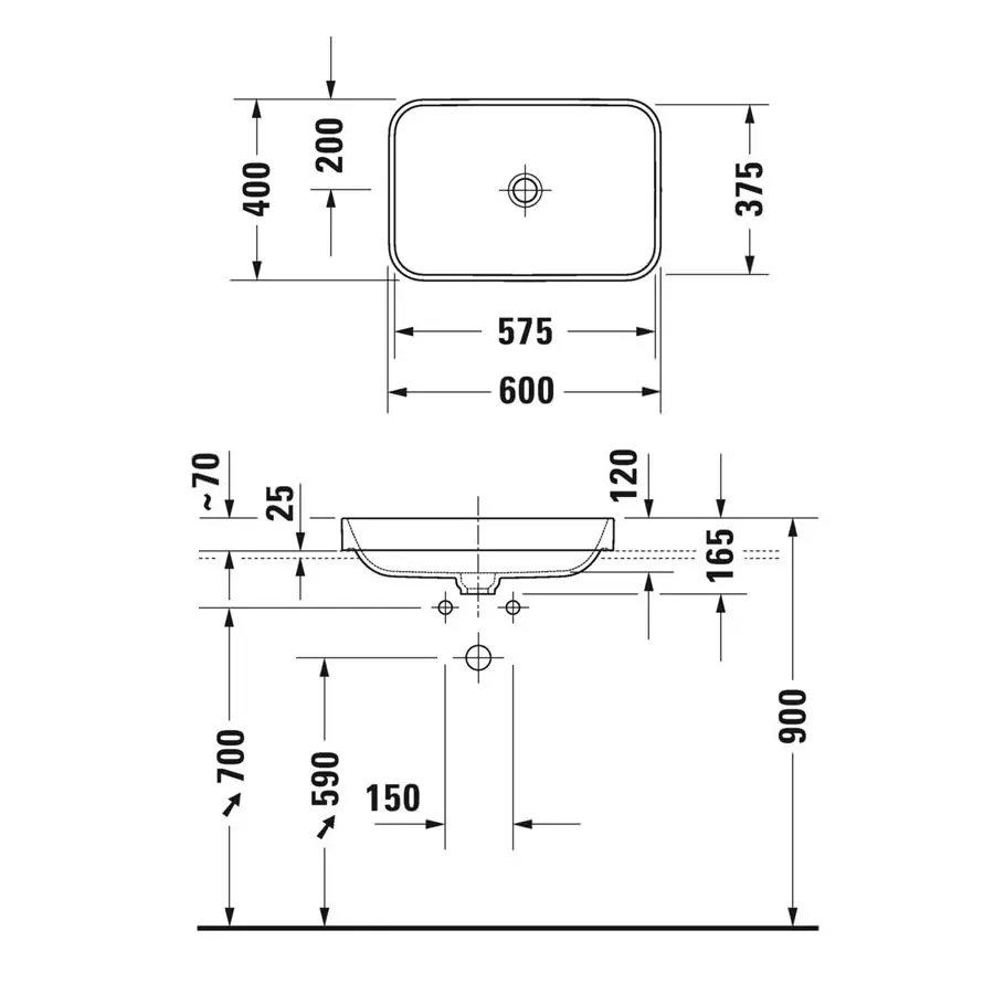 Раковина на столешницу Duravit Happy D.2 Plus 600x400, антрацит матовый (2359601300) - Фото 3