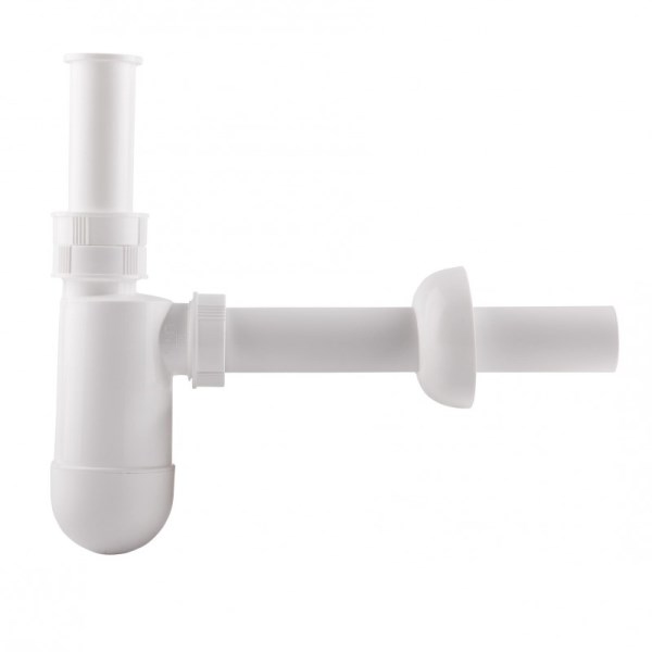 Сифон для умивальника пластиковий, під змішувач з донним клапаном, білий Sanit (31.004.00.0000) - Фото 1