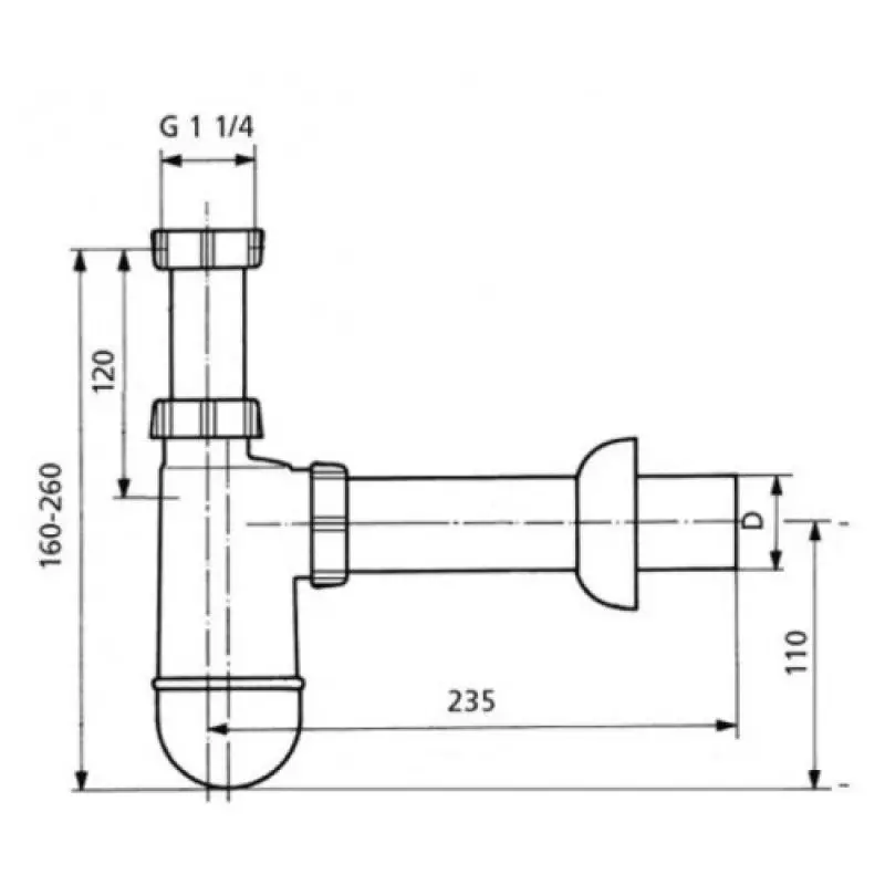 Сифон для умивальника пластиковий, під змішувач з донним клапаном, білий Sanit (31.004.00.0000) - Фото 2