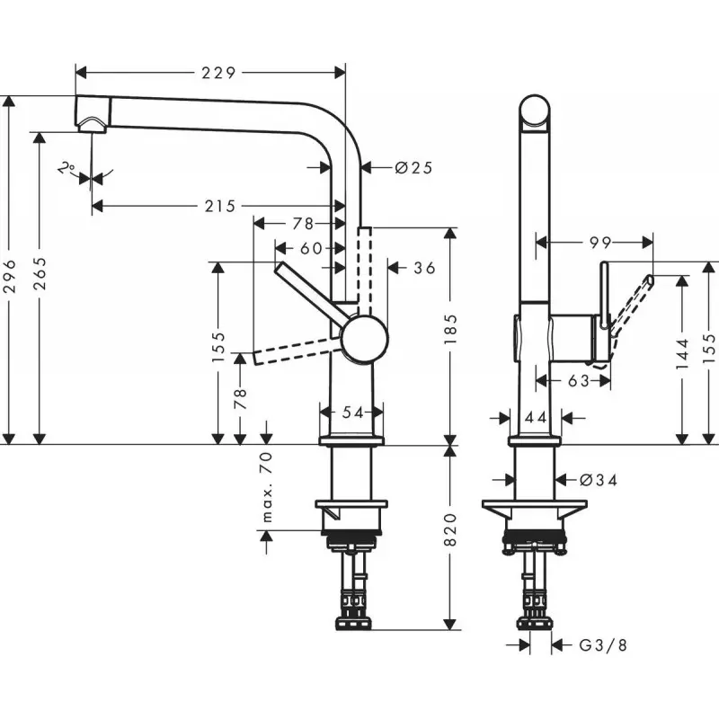 Кухонна мийка Grohe K700 53x45, чорний + Змішувач Hansgrohe Talis 270, чорний матовий (31654AP0/72840670) - Фото 3