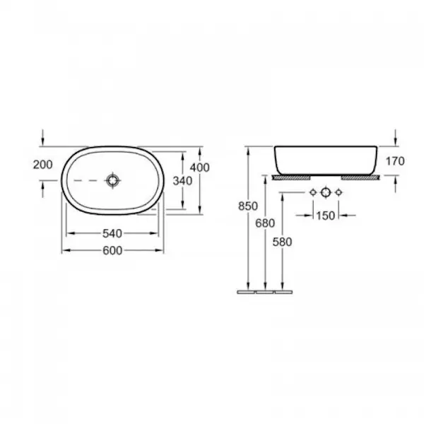 Раковина на стільницю Villeroy&Boch Architectura (41266001) - Фото 3