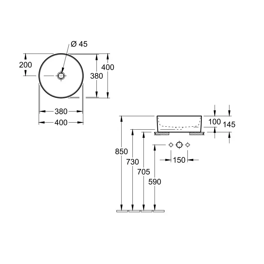 Раковина на столешницу Villeroy&Boch Collaro 40 см (4A184001) - Фото 3