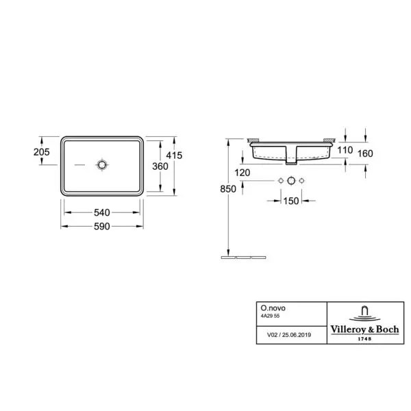 Раковина под столешницу Villeroy&Boch O.novo (4A295501) - Фото 3