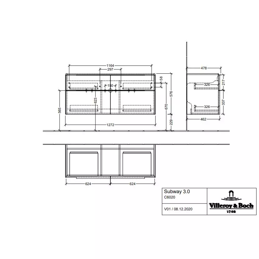 Комплект накладного умивальника Villeroy&Boch Subway 3.0 з тумою Villeroy&Boch Subway 3.0, Taupe (4A70D2R1/C60200VM) - Фото 7