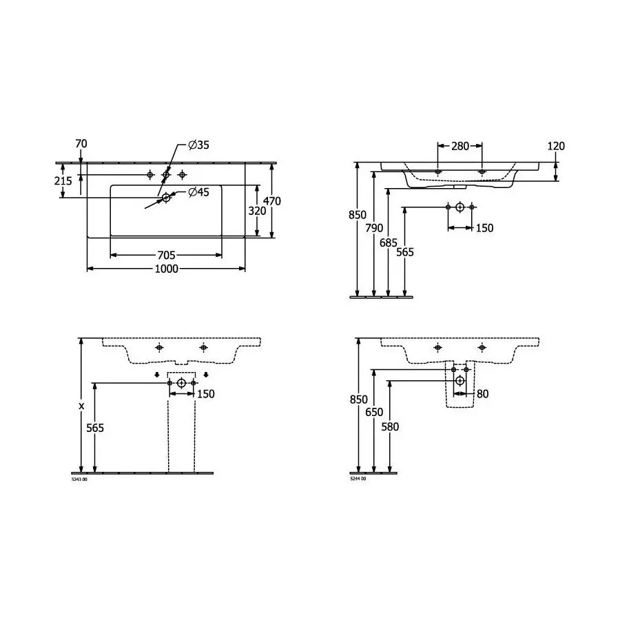 Комплект накладного умивальника Villeroy&Boch Subway 3.0 з тумою Villeroy&Boch Subway 3.0, Taupe (4A70D2R1/C60200VM) - Фото 6