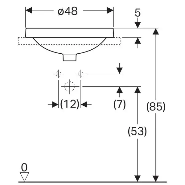 Раковина під стільницю Geberit VariForm круглої форми 48, білий (500.705.01.2) - Фото 3