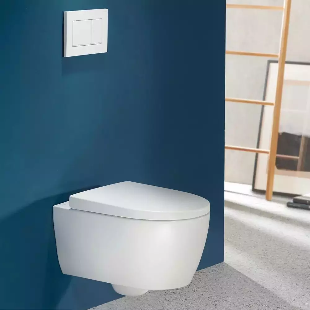 Комплект подвесного унитаза воронкообразного Geberit iCon, закрытая форма, TurboFlush, с сиденьем, белый матовый (503.046.JT.1) - Фото 2