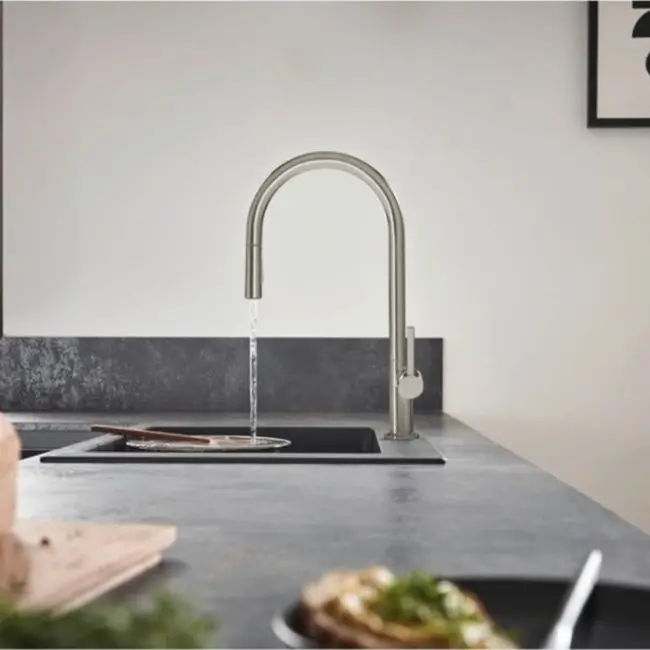 Змішувач для кухні Hansgrohe Talis 210 1jet з витяжним виливом, Stainless Steel (72802800) - Фото 2
