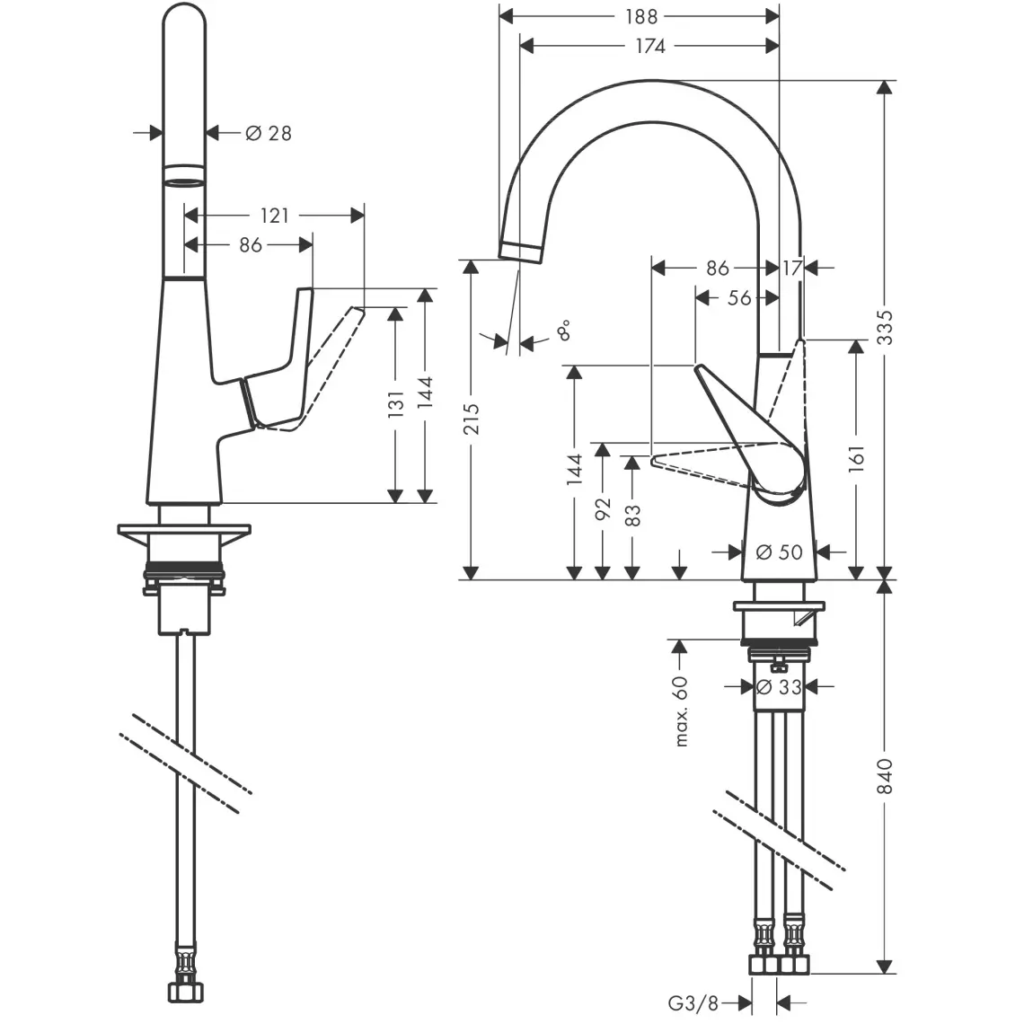 Кухонний змішувач Hansgrohe Talis S M51 220 (72814800) - Фото 2