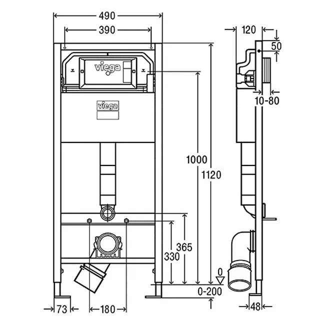 Инсталляция для подвесного унитаза Viega Prevista Dry с клавишей смыва Visign for Life 21, хром (771973S_773236) - Фото 2