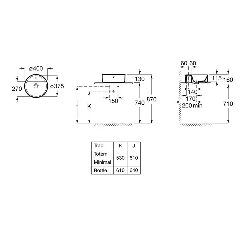 Раковина на стільницю Roca Alter (A3270MK000) - Фото 2