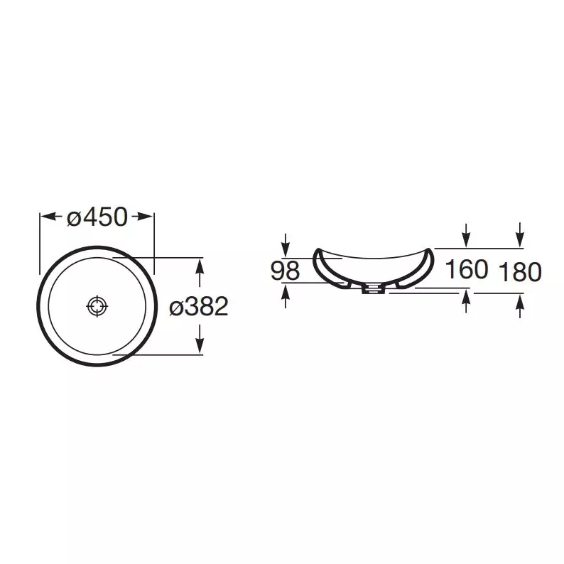 Умывальник на столешницу Roca Urbi 45 см, белый (A327225000) - Фото 2