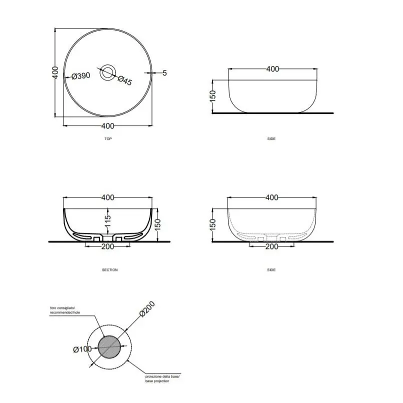 Умывальник на столешницу Cielo Era Small 40x15 Сorallo (BAERA40CO) - Фото 4