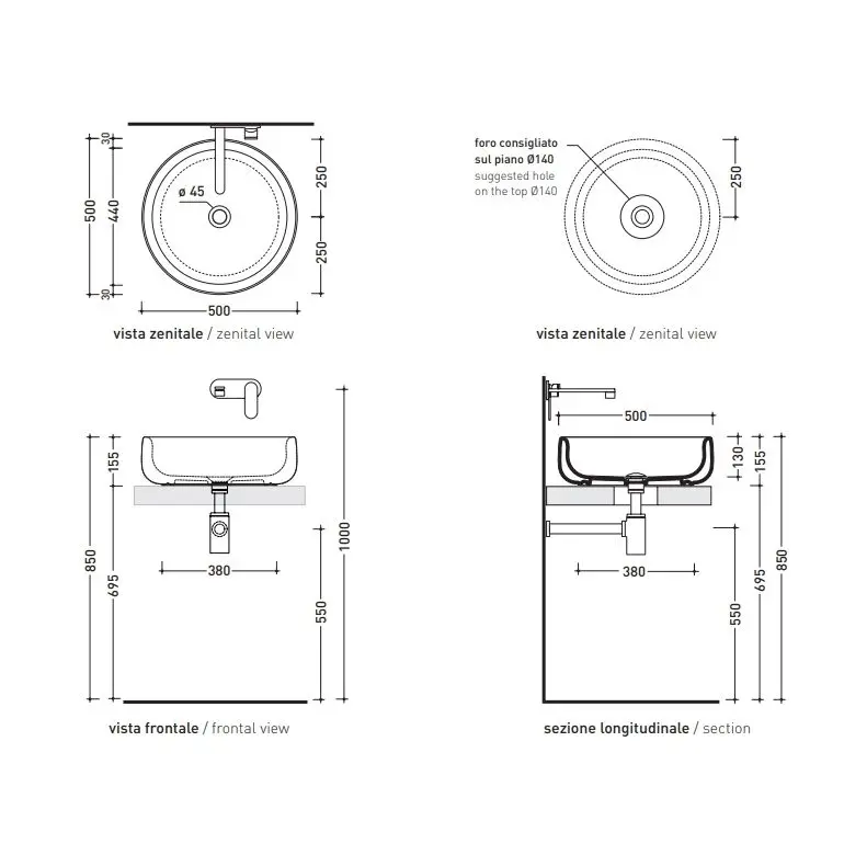 Раковина накладная Flaminia Bonola (BN50A) - Фото 5