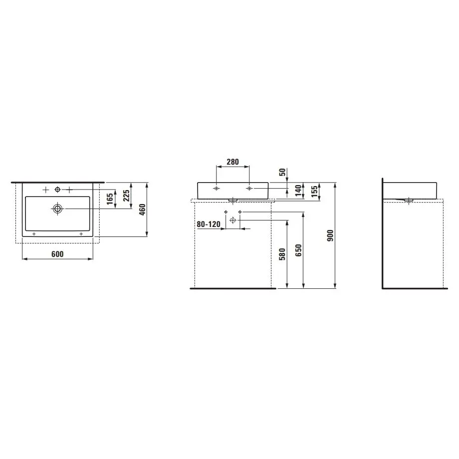 Умивальник накладний Laufen Living City 600х460, білий (H8174340001041) - Фото 3