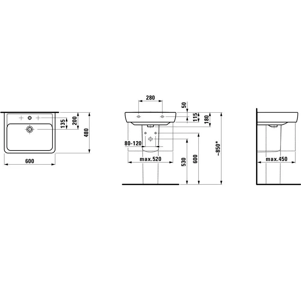 Раковина підвісна Laufen Pro 60х48 (H8189520001041) - Фото 3