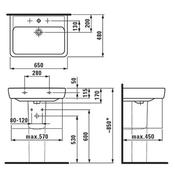 Раковина підвісна Laufen Pro 65х48 (H8189530001041) - Фото 3
