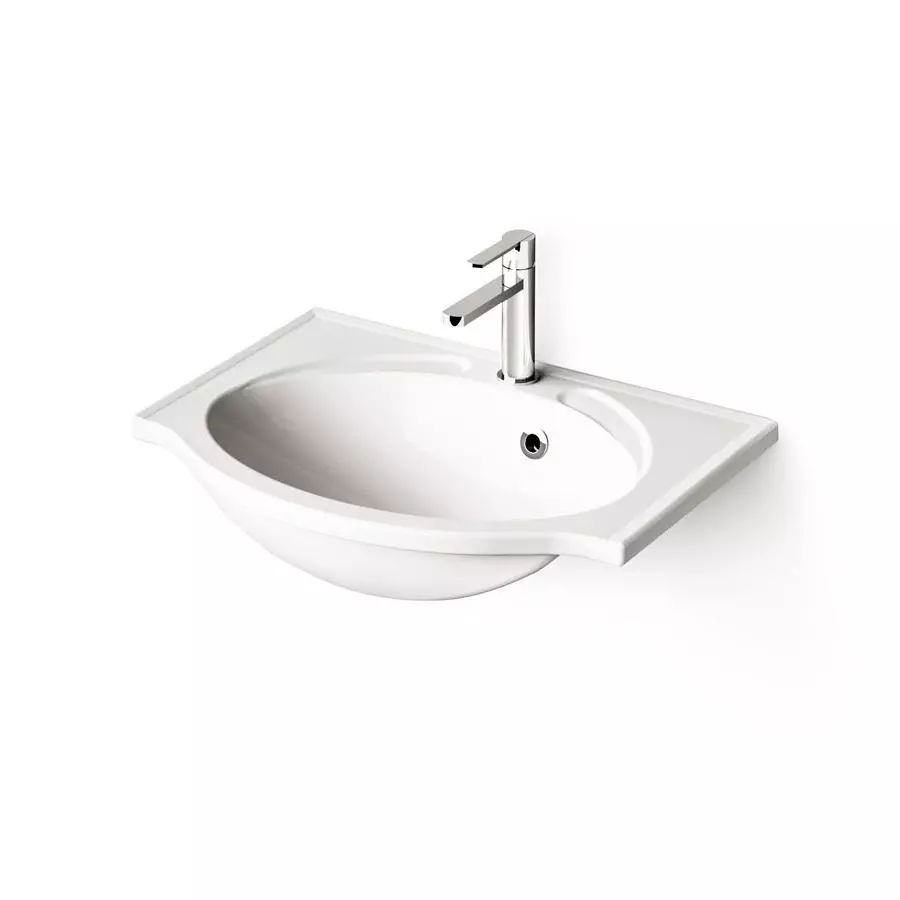 Умивальник підвісний PAA Delta 600, литий камінь, 60х46, Glossy Alpine White (IDE600_00) - Фото 1