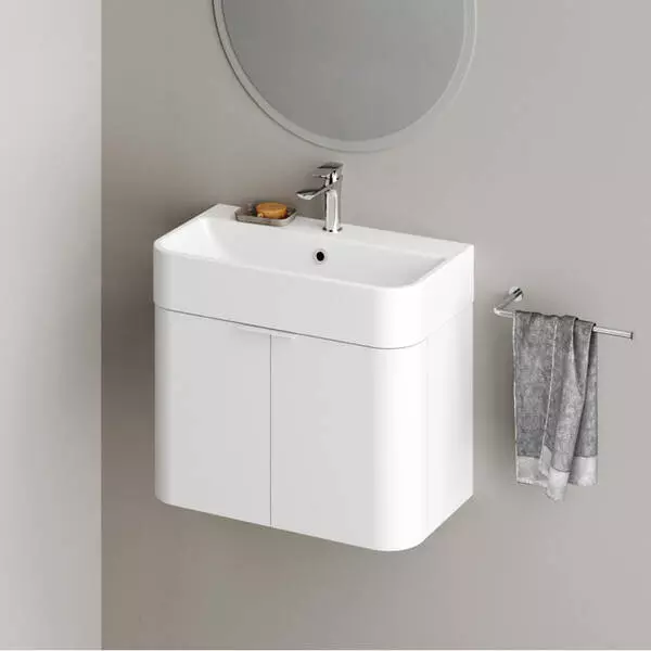 Умивальник підвісний PAA Samba, литий камінь, 69,5х37,5, Glossy Alpine White (ISA_00) - Фото 3