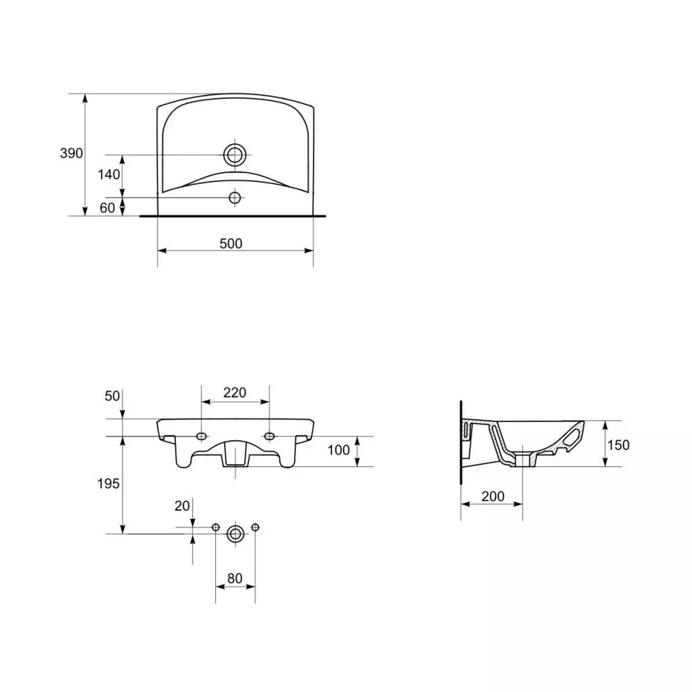 Умивальник меблевий Cersanit Carina 50, білий (K31-004) - Фото 3