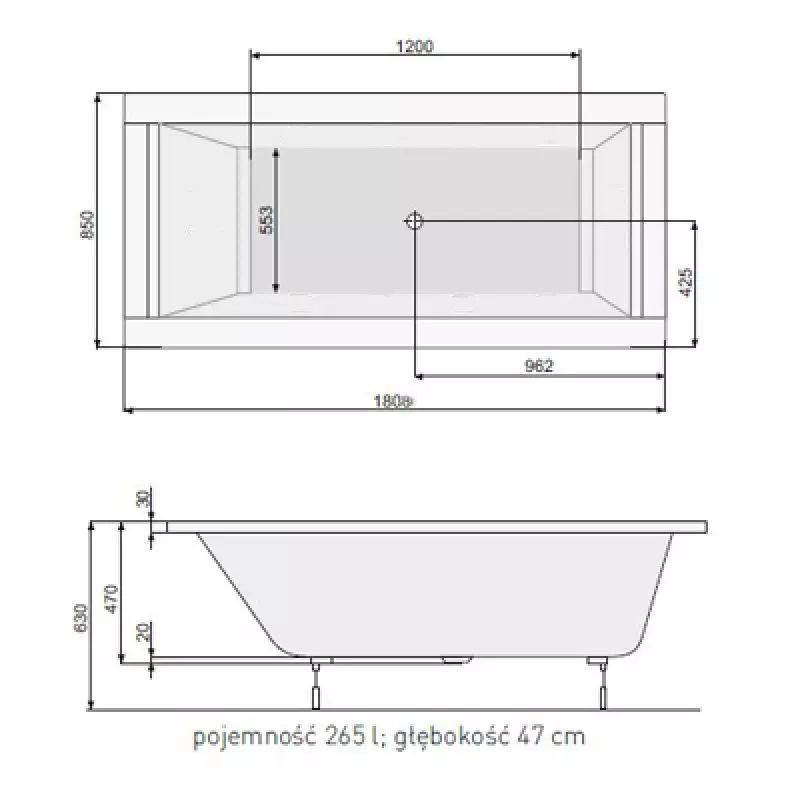 Ванна акрилова Pool Spa Windsor 180x85 біла, з ніжками та сифоном Viega Simplex (PWPNT10ZN000000/595678) - Фото 3