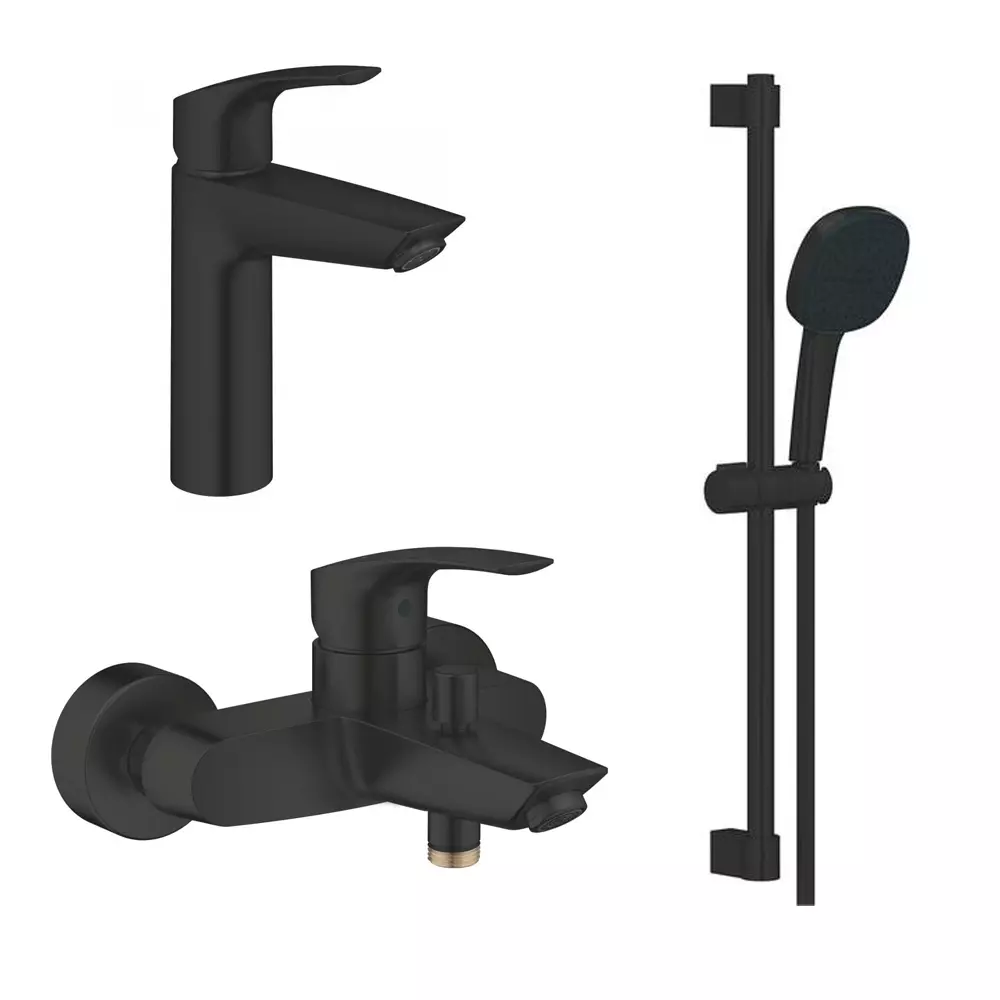 Комплект смесителей с душем Grohe EuroSmart, черный матовый (UA123246M243) - Фото 1