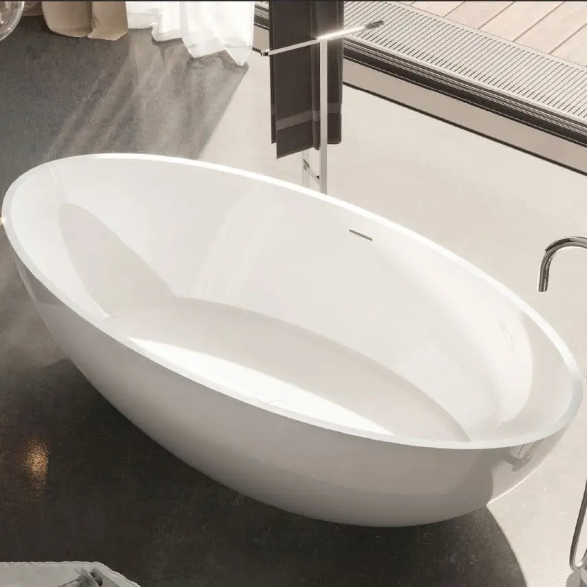 Ванна кам'яна Treesse Carezza 180x85x52 см Bianco Opaco (V308BO) - Фото 3